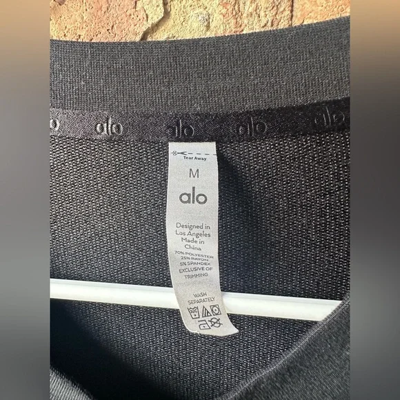 ALO Yoga Black Tie-Front Sweatshirt - Picture 2 of 6